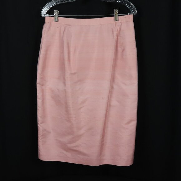 Vintage M.X.I. Peach Pink Embroidered Flower Silk Suit Sz. 10 - Picture 12 of 16